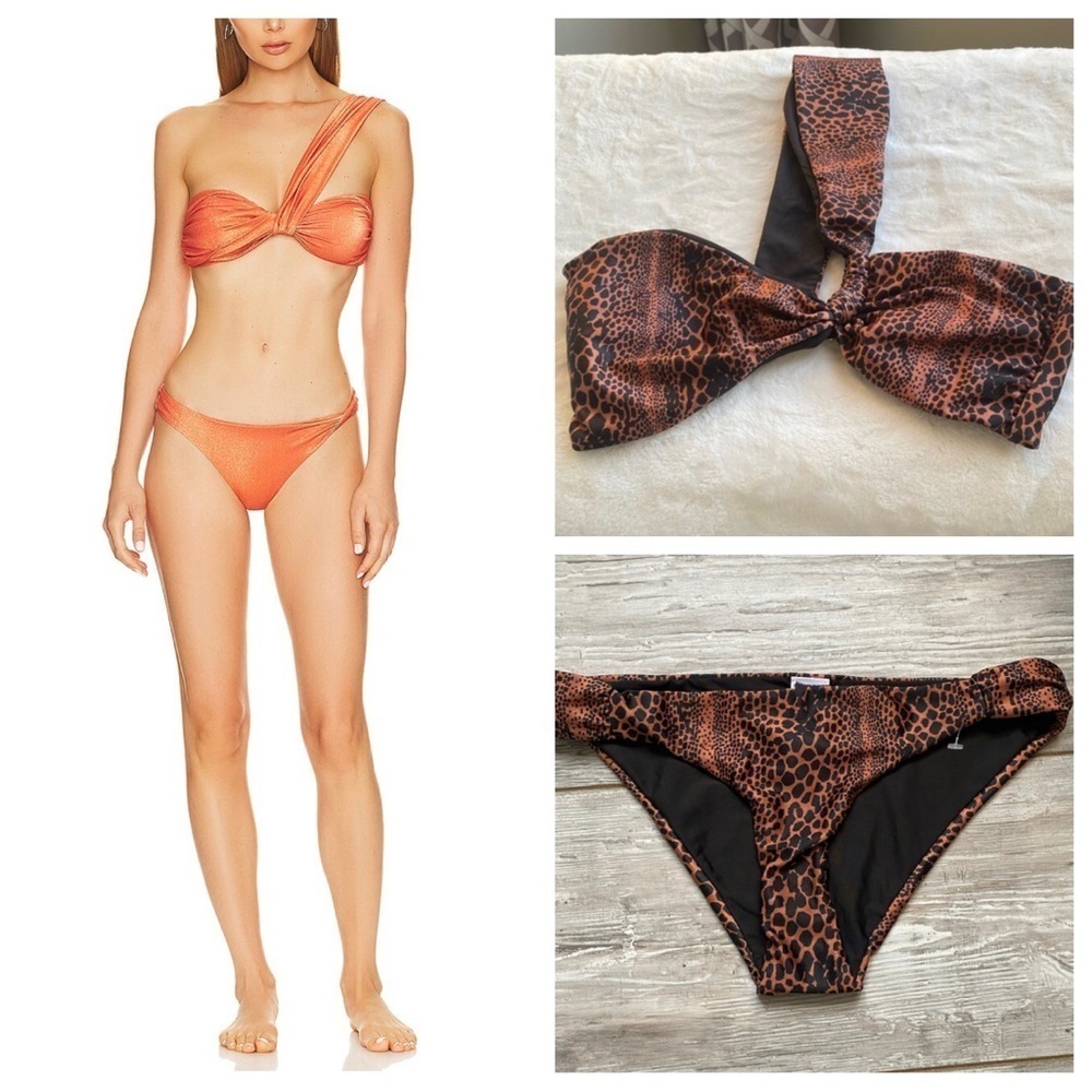 New! Set! Baobab maple brown black animal print bikini 2869